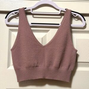 NAADAM Cashmere Mauve V-Neck Knit Tank Top S